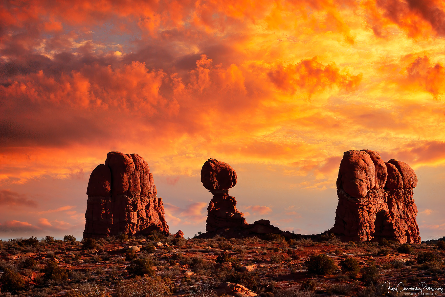 Arches sunsets are always dramatic There are many natural structures other than arches in the Park that grace the magic sunset light